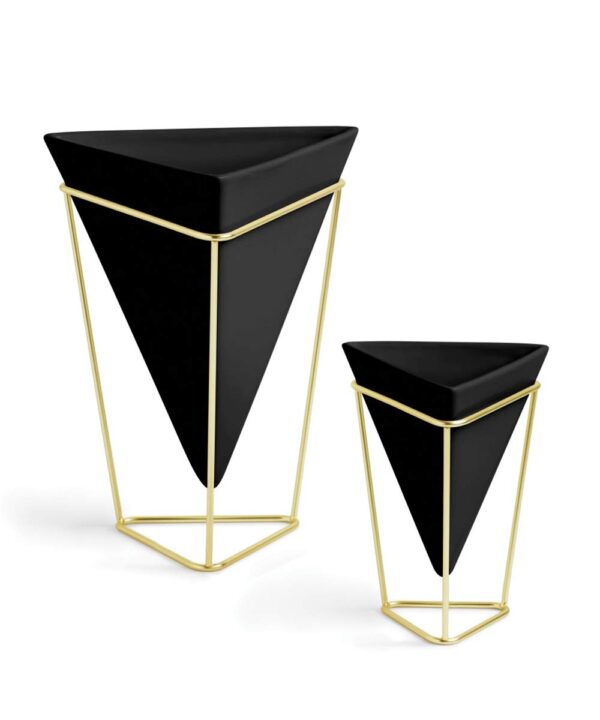 Black and Brass geometric tabletop planters