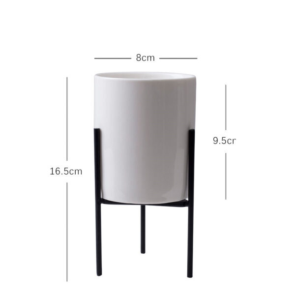 Succulent flower pot with black stand and size guide