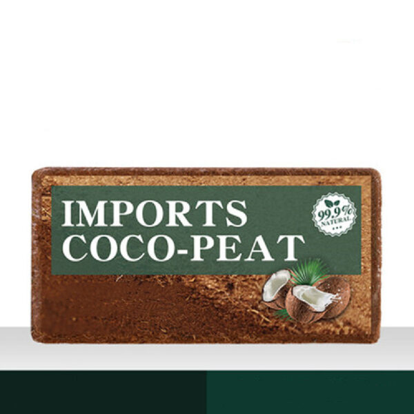 Coconut Brick packaging with the label 'IMPORTS COCO-PEAT 99.9% NATURAL' visible on the package.