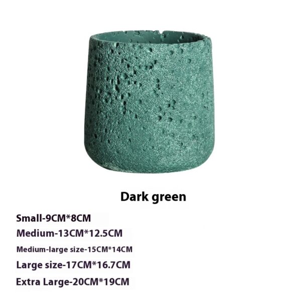 Deep green Nordic cement flower pot