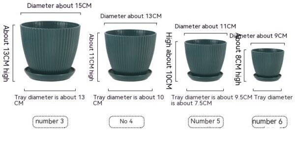 Flower pot size chart with diameter and height