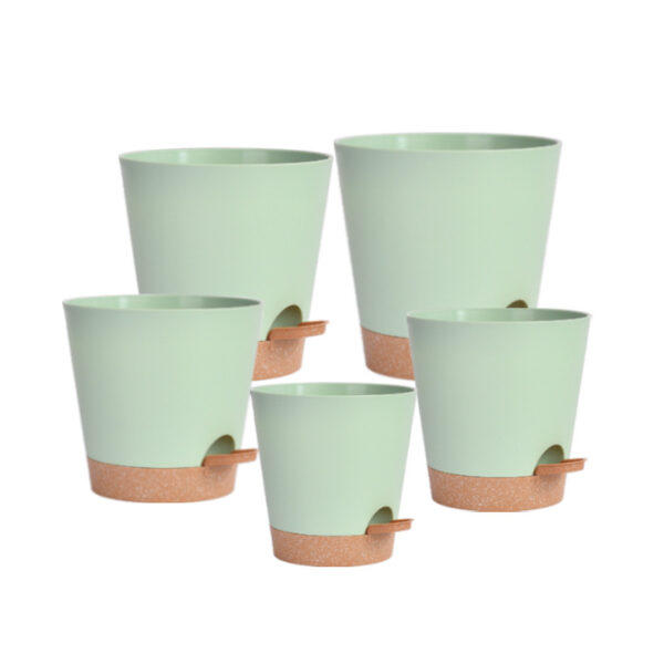 Complete green self watering pot set with all available sizes
