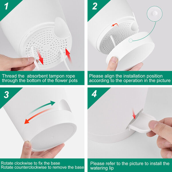 Step-by-step usage instructions for self watering pots