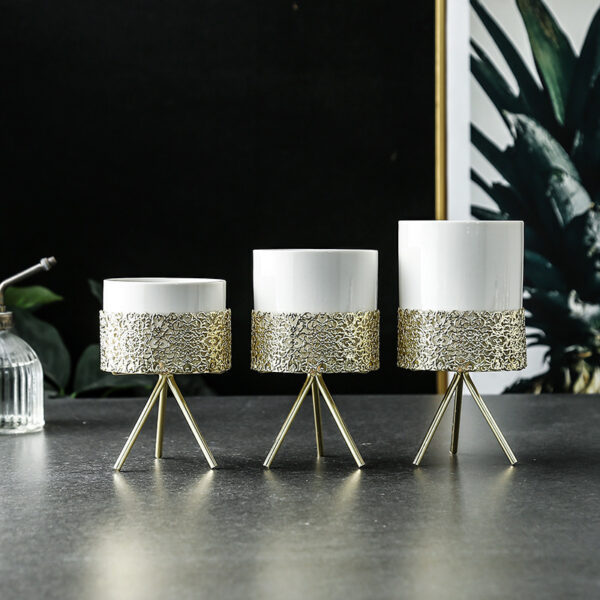 White ceramic pots in modern decor display