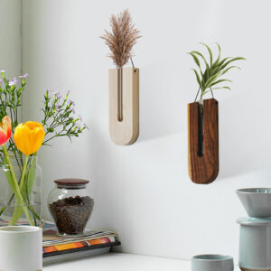 Modern Wooden Wall Hanging Planter – Indoor Pine Vase for Minimalist Décor - Home Decor | All Products