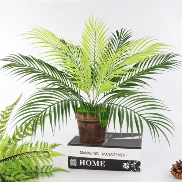 Realistic Artificial Palm Leaf with Flexible Wire Stem – Durable Plastic Green Palm Tree Leaf for Home, Garden & Wedding Decor - Artificial Palm Leaves | All Products