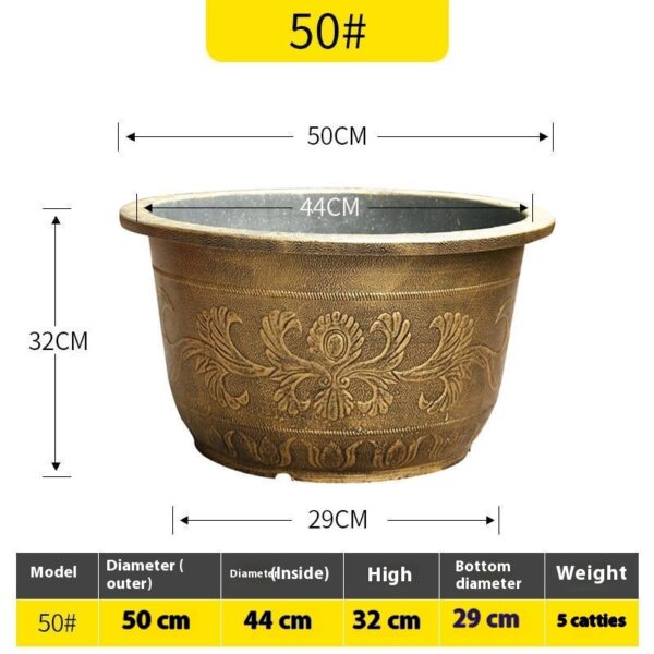 Resin Bonsai Pot Bronze Phoenix Pattern 50cm, Perforated - Durable Planter | All Products