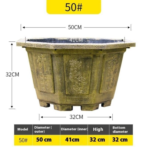 Resin Bonsai Pot Octagonal Flowerpot 50cm, Perforated - Bonsai Planter | Outdoor Planters