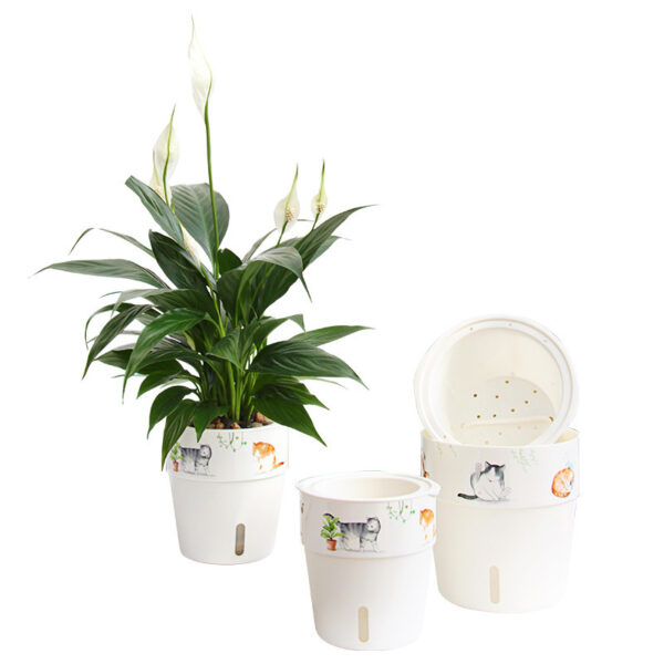 Water storage plastic flower pot White, 13cm - NoTag -05 | All Products