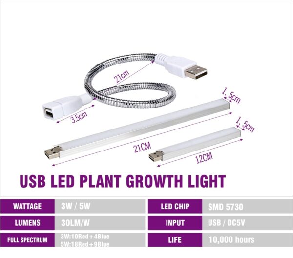 USB Grow Light for Indoor Plants with Flexible Neck and Low Power Use - Hydroponic Light | All Products